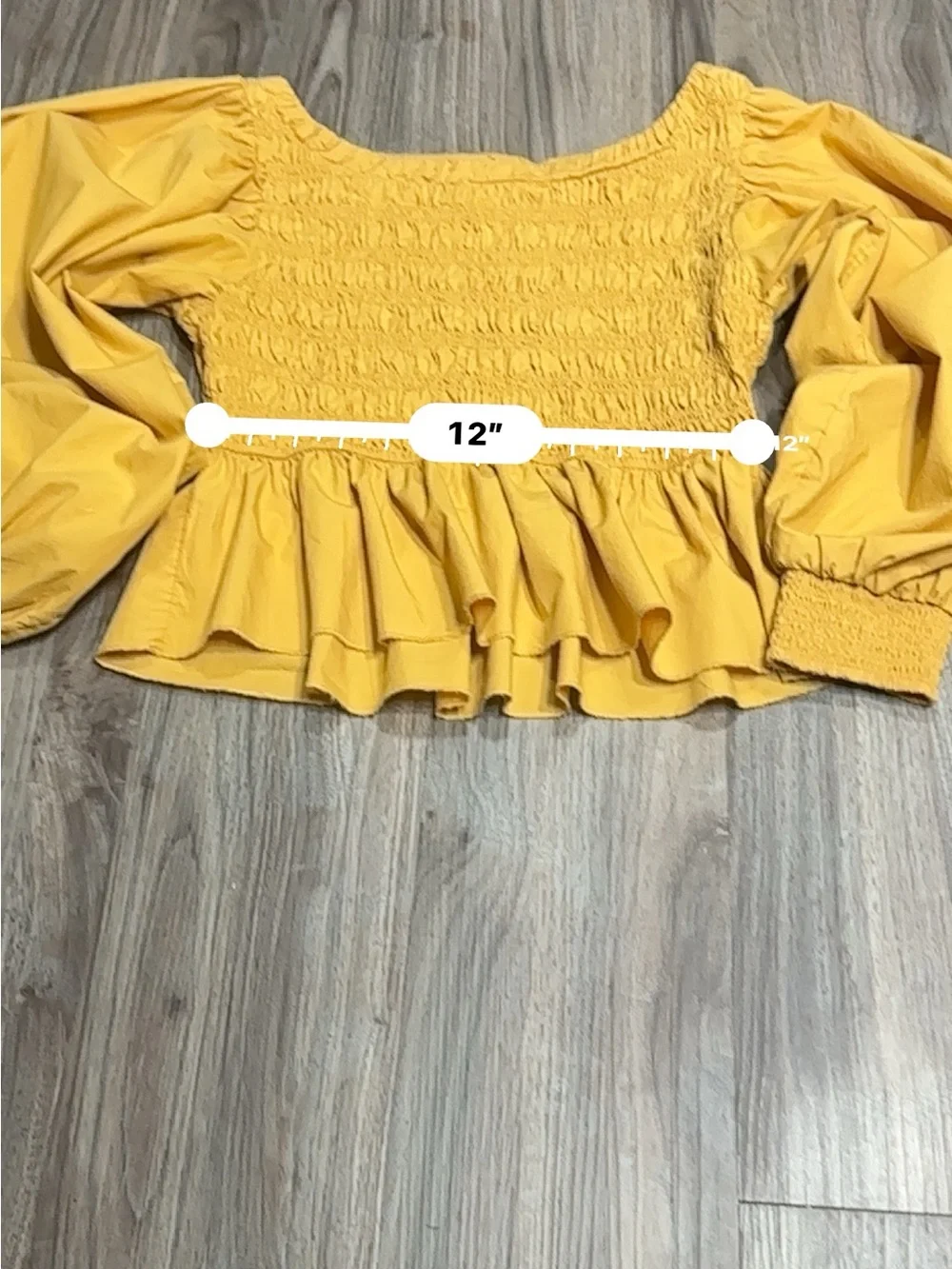 Free People mustard Yellow Smocked Peplum Blouse.